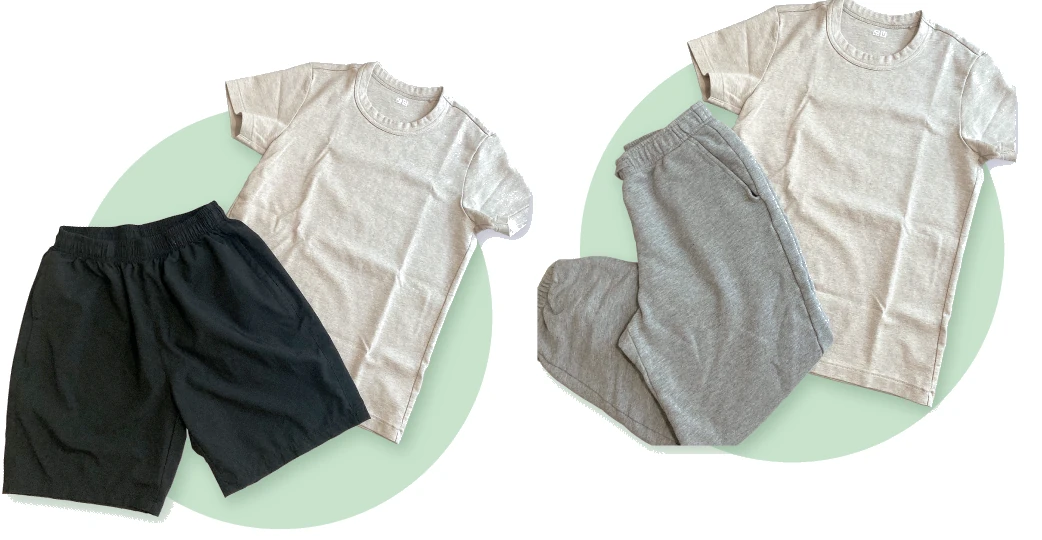 貸出しのTシャツとハーフパンツ・ロングパンツ